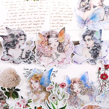

16Pcs/Pack Vintage Beautiful Flower Girl Fairy Sticker DIY Craft Scrapbooking Album Junk Journal Planner Decorative Stickers