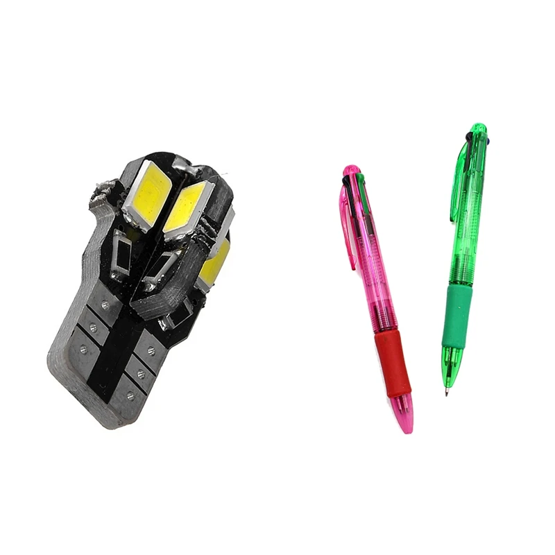 

12X Retractable Ballpoint Handwriting Pens- Four Coloured Ball Point(Sent At Random) & T10 194 168 W5W 5730 8 Led Smd White Car
