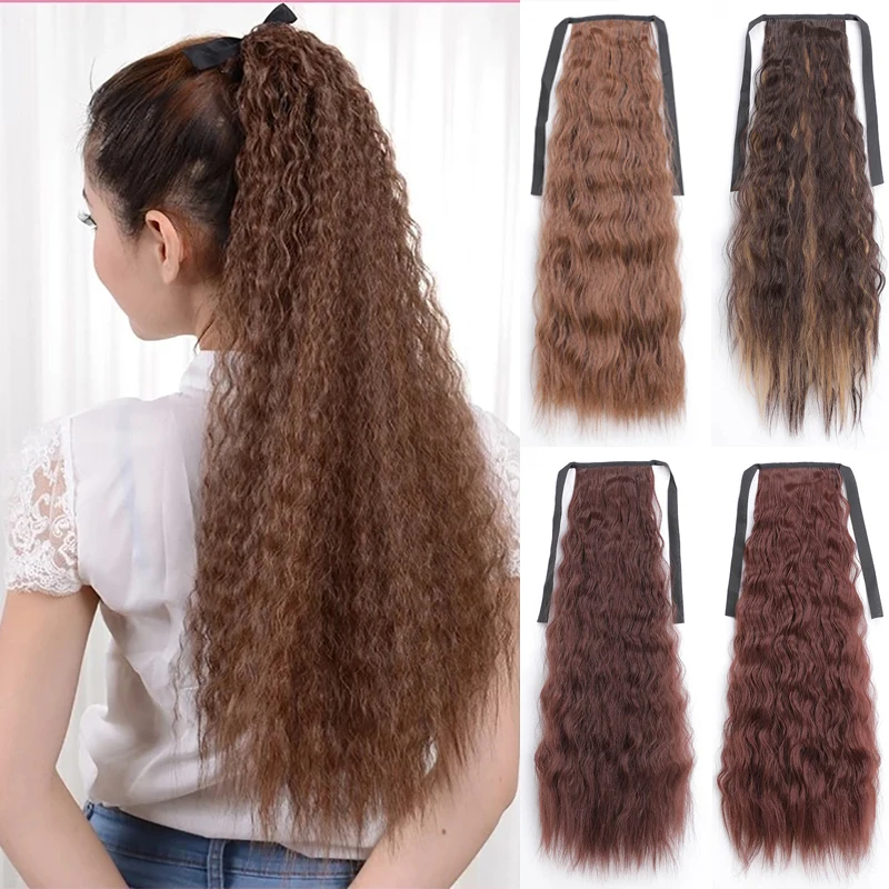 

LISI Long Afro Kinky Curly Ponytail Synthetic Hair Pieces Ribbon Drawstring Clip on Ponytail Hair Extensions False Hair Pieces