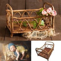 Accessoires de photographie pour nouveau né, panier tissé Vintage pour bébé, accessoires de photographie pour bébé, pose pour fille 