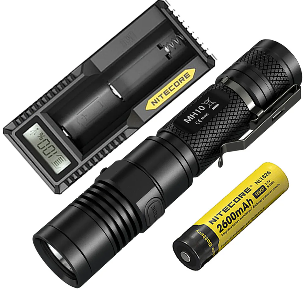 NITECORE MH10 фонарик с USB подзарядкой CREE XM-L2 U2 max 1000 люмен расстояние луча 232 М Спорт на открытом воздухе факел поиск света - Испускаемый цвет: MH10 NL1826 UM10