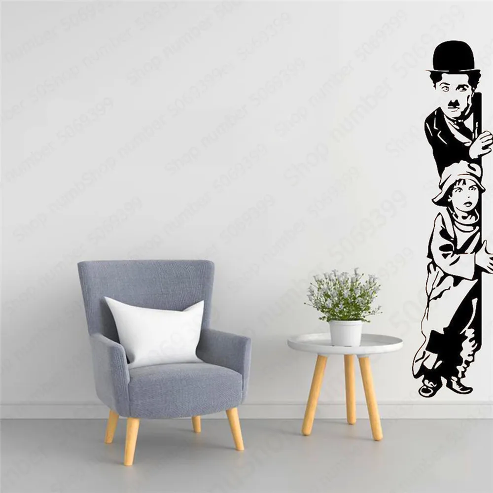 

Chaplin movie The Kid Art Deco Wall Sticker Chaplin and Kids Vinyl Wall Stickers Movie Lovers Home Decor Wall Stickers LW618