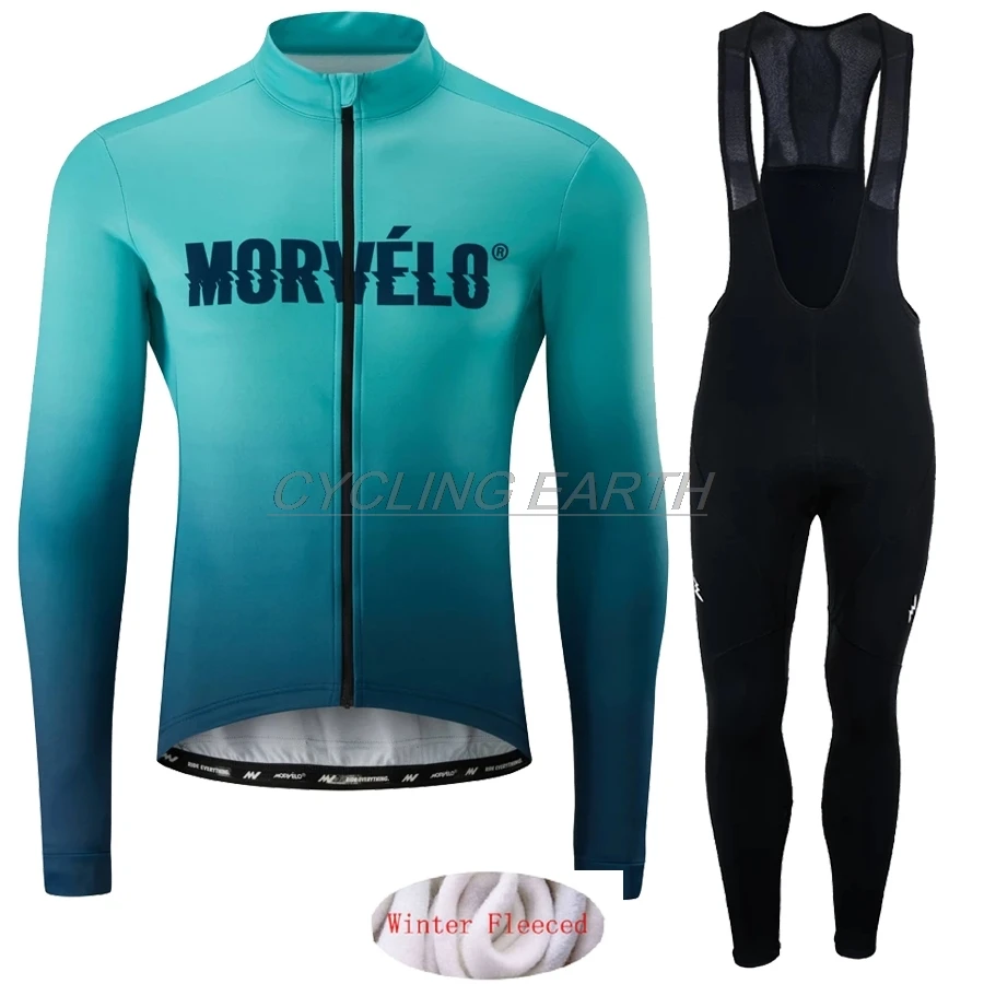 winter set Morvelo теплый зима Термальность флис велосипедная одежда Для Мужчин's Велоспорт Джерси костюм для прогулок верховой езды на велосипеде, MTB Костюмы комбинезон, комплект - Цвет: winter set