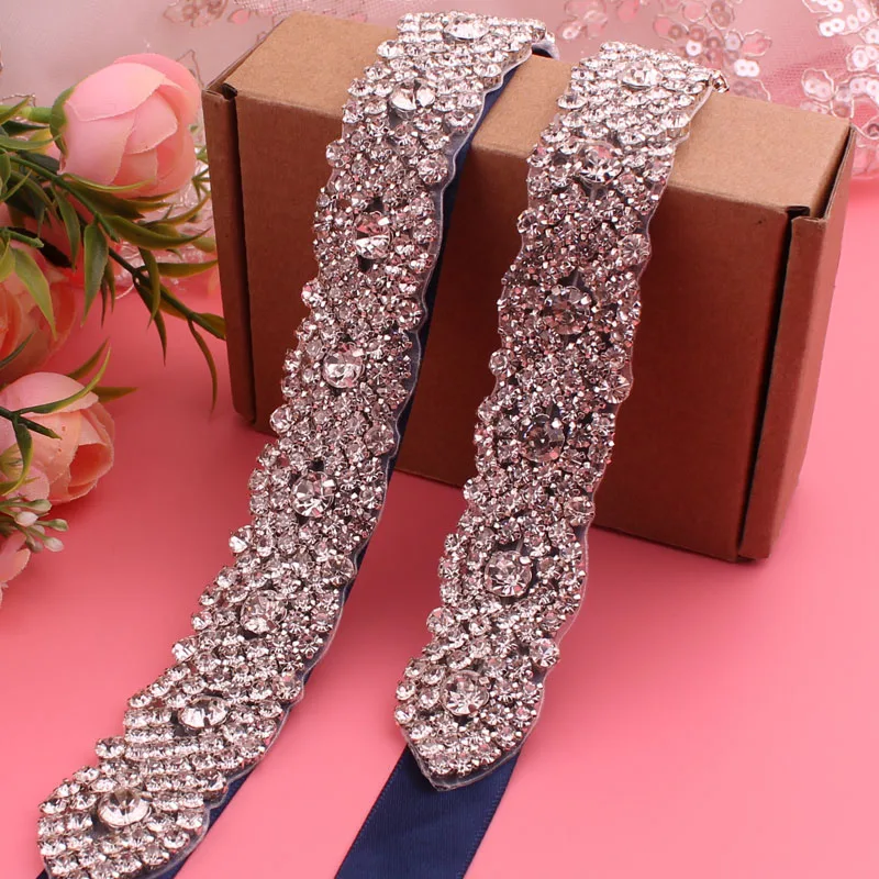 Bridal Belt Crystal Ribbons Handmade Silver for Wedding Evening Dresses bridal waistband bridal garter belt bridal dress decoration