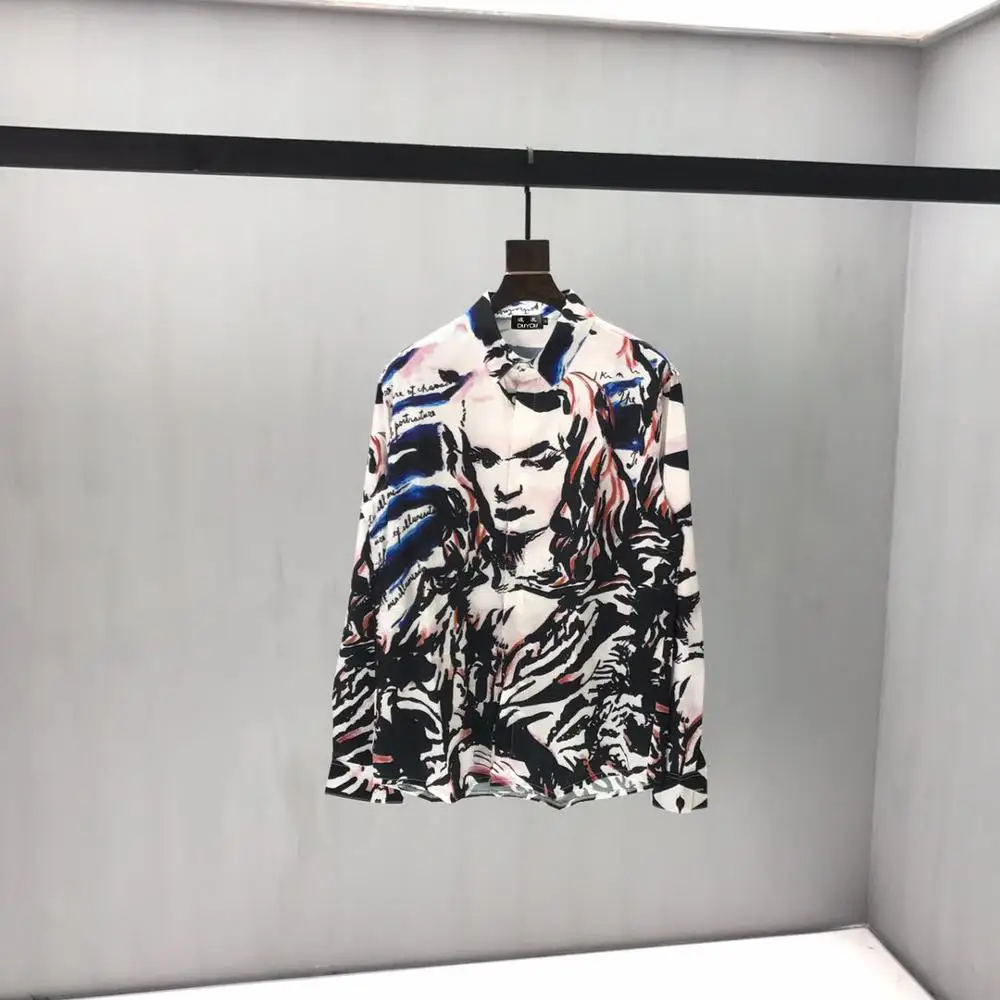

DUYOU Mens 100% Cotton Shirt Men Dress Shirt Men Graffiti Character Avatar Print High Quality Slim Fit Casual Shirts DY2266