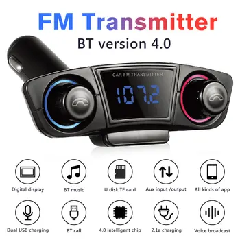 

Universal Wireless Bluetooth FM Transmitter Bluetooth Hands-free Call Car Charger Car Radio Adapter TF Card 3.5mm Audio Adapter