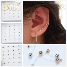 BOAKO минимализм 10 пар/компл. маленькая бусина шар, серьги со шпилькой, для Для женщин Пирсинг Серьга Пластик проколотое ухо костяные серьги Z5