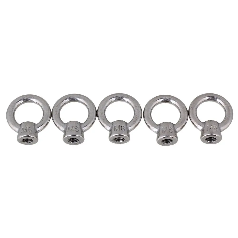 

304 Stainless Steel Japanese Style Threaded Ring Shape Eyed Nuts with M6 Bolts Pack of 5