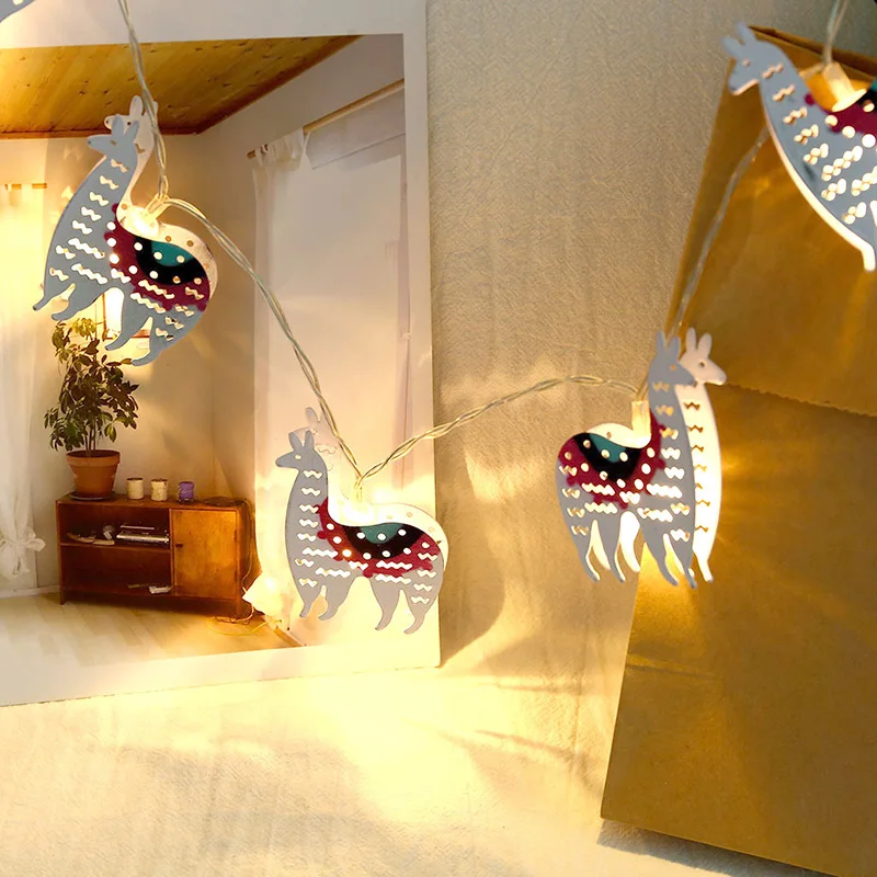 10-светодиодный свет светящиеся гирлянды освещение Кованое железо полые Двусторонняя Альпака гирлянда праздничное Рождественское украшение для вечеринки свадьбы Рождества