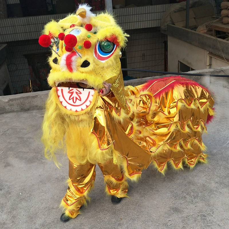 Details about   Lion Dance Chinese Mascot Costume for children Wool 2018 Kid Dress Folk Art Suit