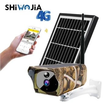 

SHIWOJIA 1080P 4G Wireless Surveillance WIFI IP Camera with Solar Panel IP66 Waterproof Support battery Auto Tracking Monitor