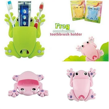 

A Cartoon Sucker Frog Toothbrush Holder Wall Suction Hook Tooth Brush Holder Home Decor for Kids Bathroom Accessories