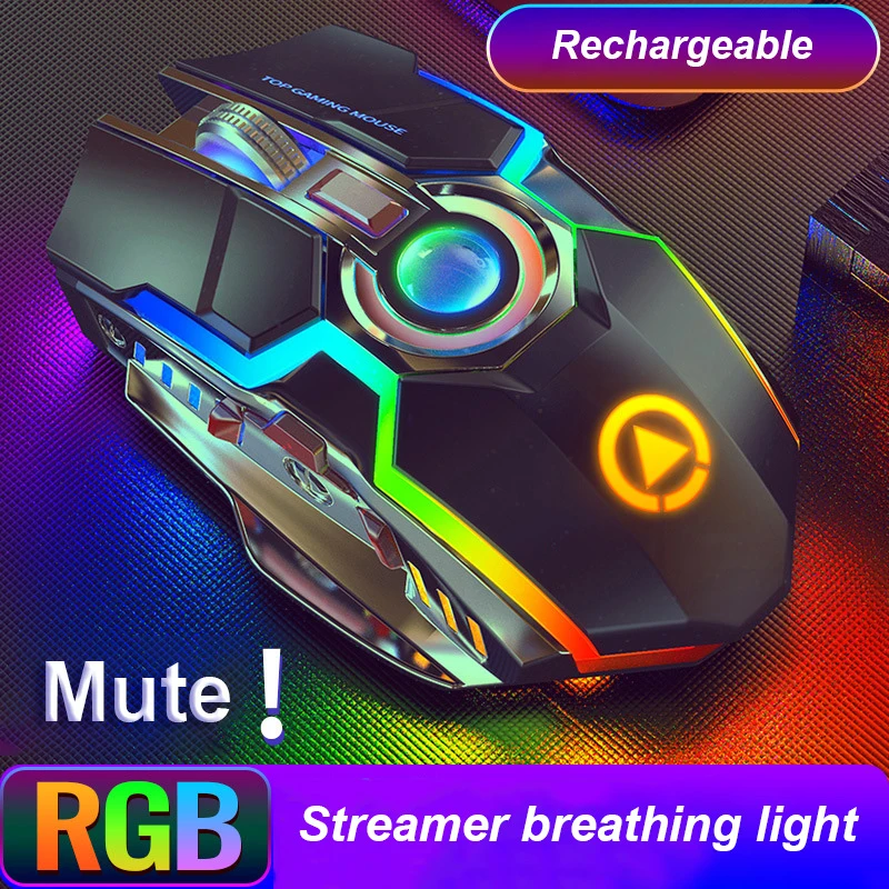 

2020 RGB Silent Wireless Mouse Gaming Mouse Laser Optical Black / Gray 2.4GHz USB Rechargeable PC Laptop Mouse For Gamer