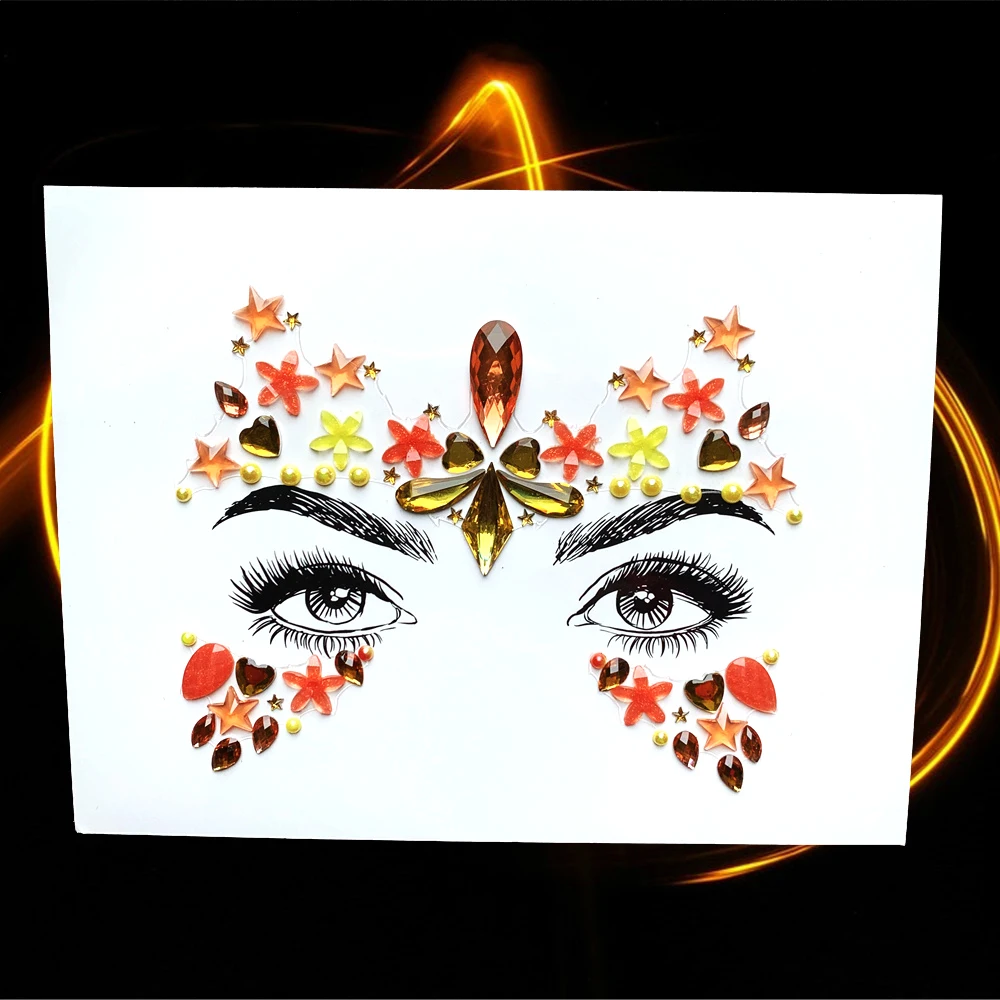 Блестящий стикер татуировки глаз стразы звезда лицо Драгоценности Временные татуировки самоклеющиеся Бохо Глаз Аксессуары для представления шоу - Цвет: HBL135