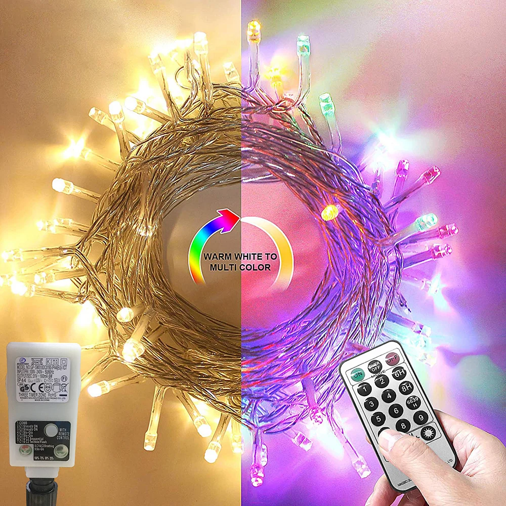 50 100M Christma light Outdoor Waterproof LED String Light Color Changing Fairy Lights Memory Function Timer Tree Decoration D20