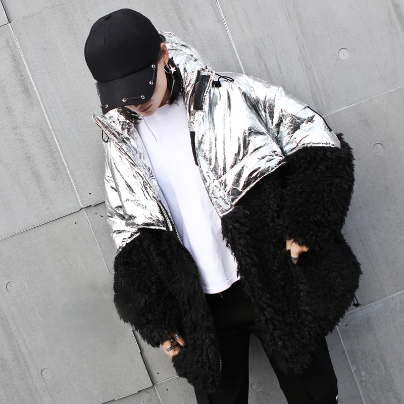 Hooded Cotton-padded Jacket Women Tops Fashion New Autumn Winter Warm Sliver Faux Fur Coat Female Loose Woman Parkas A043