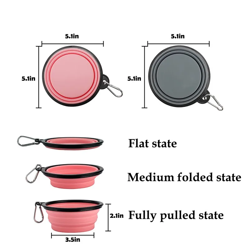 Dog Bowl 350ml Collapsible Folding Silicone Outdoor Travel Portable Puppy Food Container Feeder Dish Avoid Choking pet food container pet drinking bowl pet food bowl pet bowl dog bowl pet feeder bowls pet feeder