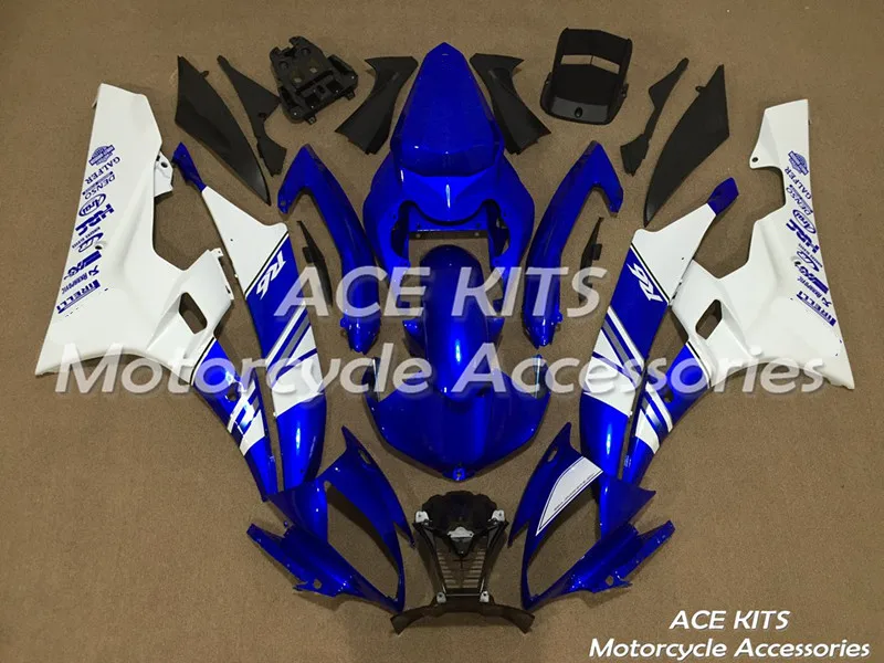 

New ABS motorcycle Fairing For YAMAHA YZF-R6 06 07 YZF R6 2006-2007 Injection Bodywor pompous blue and white ACE No.706