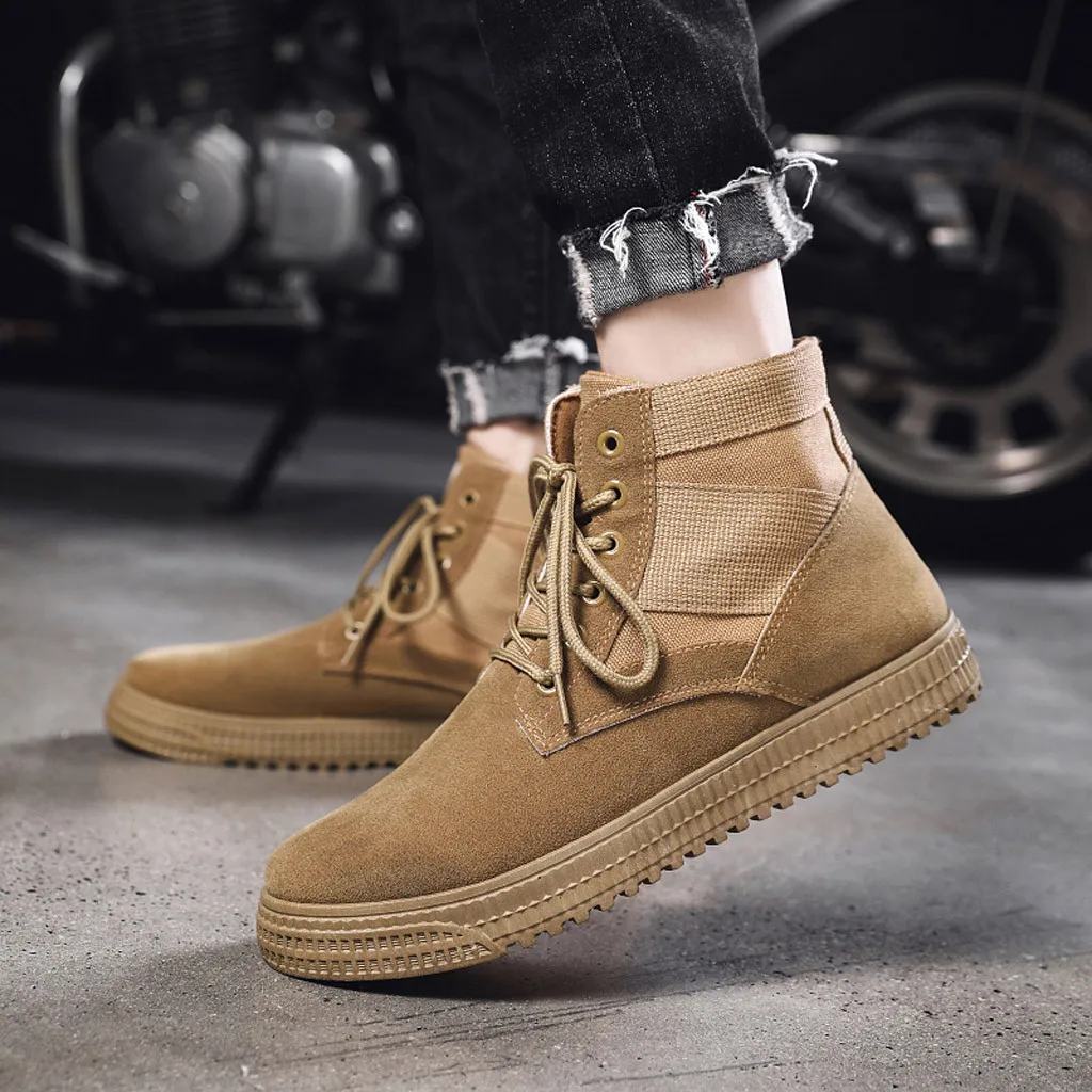 

SAGACE High Quality Fashion Winter Men's Martin Boots Warm Working Boots Lace Up Men's Desert Boots Round Toe High Top Shoes