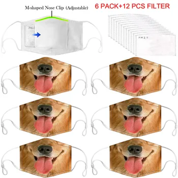 

6PCS Face Mask with 12PCS Filter Outdoor PM2.5 Haze Dustproof Protection Mask Washable and Reusable Breathable Mascarilla Mask