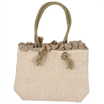 

Retro Summer Women Durable Weave Big Beach Bag Shoulder Bag Casual Rattan Straw Bags Bohemia Style Travel Totes Bag(Beige)