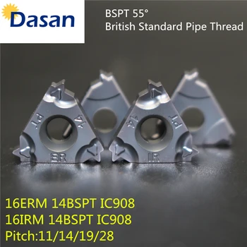 

16ERM 14BSPT DM220 16IR 11BSPT 18BSPT 28BSPT IC908 inch standard taper pipe thread external carbide insert lathe turning Steel