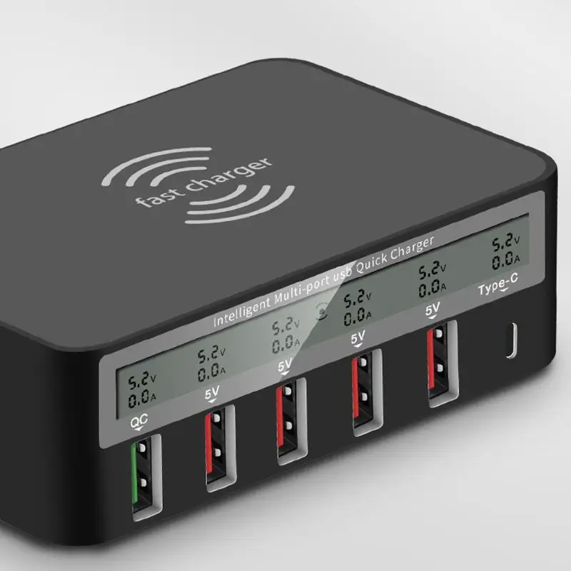 Универсальное беспроводное зарядное устройство 7 в 1 типа C Qi 5x USB QC 3 0 Быстрая
