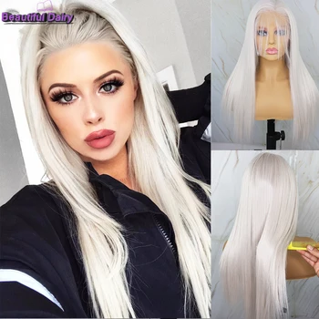 

Beautiful Diary Long Silky Straight Synthetic Lace Front Wig For Black Women Futura Hair 13x6 Lace Frontal Wigs Gluesleess Wigs