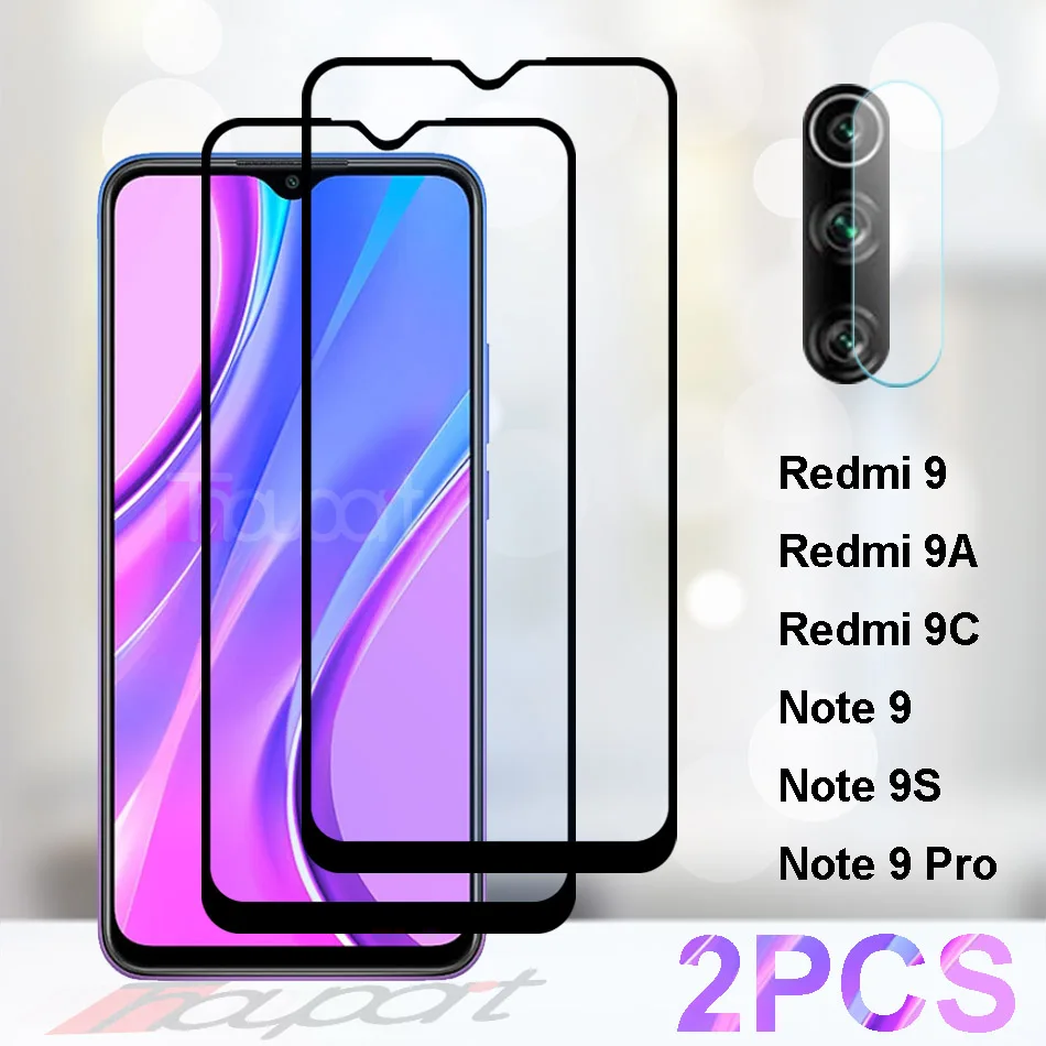 2PCS Tempered Glass For Xiaomi Redmi 9A 9C 9i Redmi 9 Prime Screen Protector Glass For Redmi Note 9 Pro Max + Camera Lens Film afbeelding