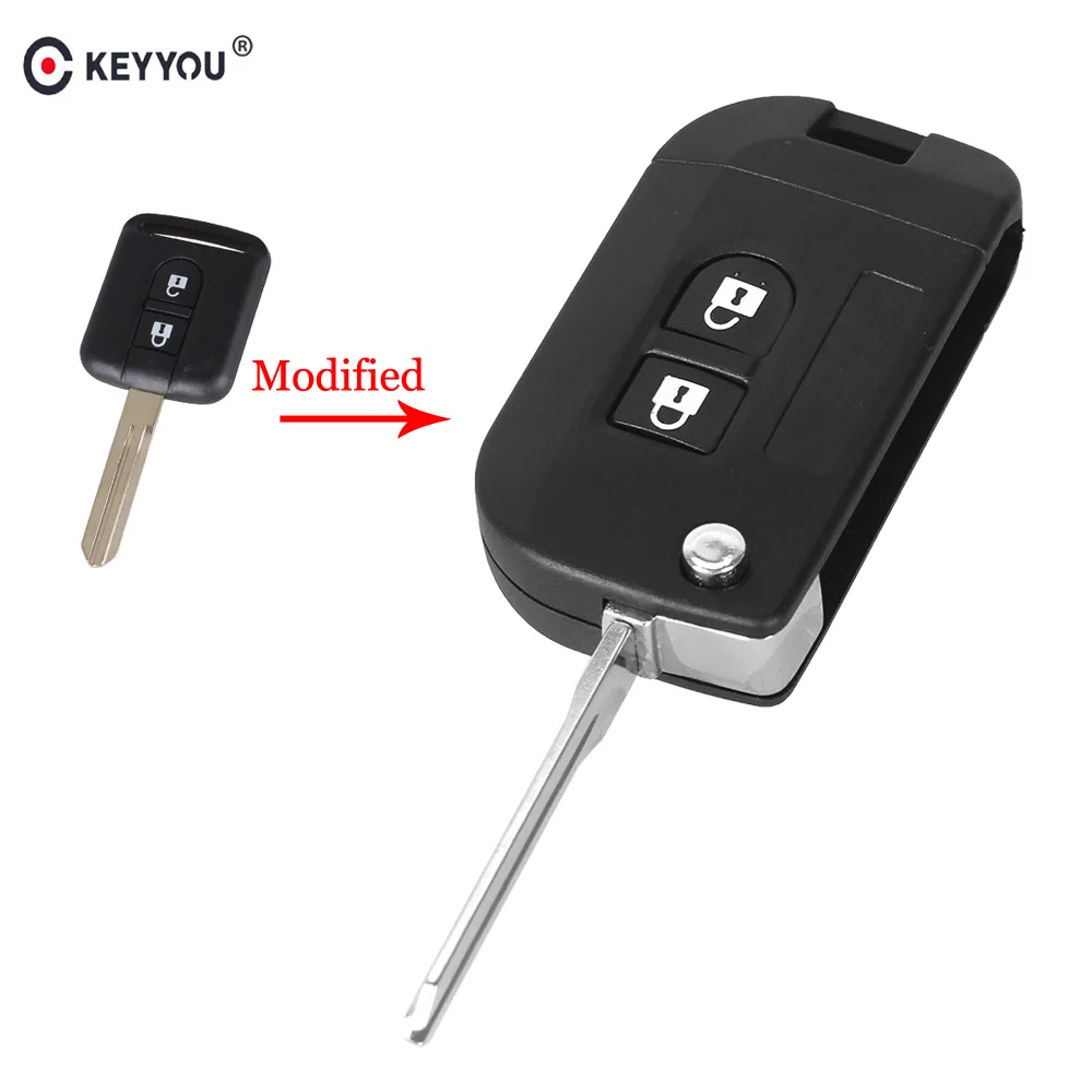 KEYYOU 10 шт. 2 кнопки модифицированный Флип складной дистанционный ключ оболочки автомобиля чехол для NISSAN Qashqai primera Micra Navara Almera Note Sunny