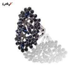LEEKER Женские винтажные полые кольца стрекоза с блестящими темно-синими фианитами женские серебряные украшения в виде животных 565 LK1