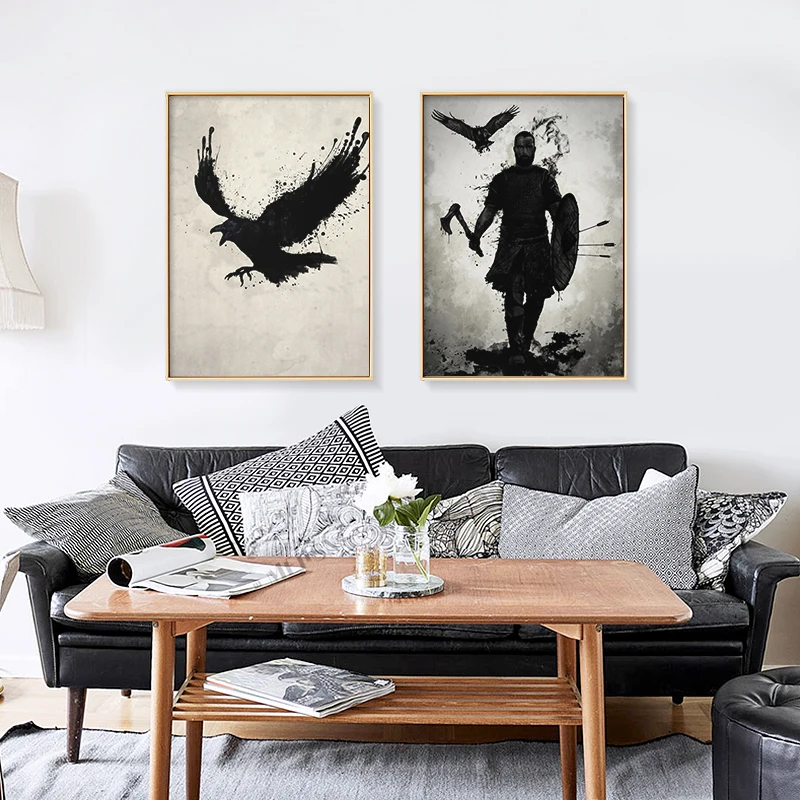 Японский плакат, бронированный самурайский ворон, настенная живопись на холсте, винтажная печать, Картина Настенная для декора гостиной, игровой комнаты