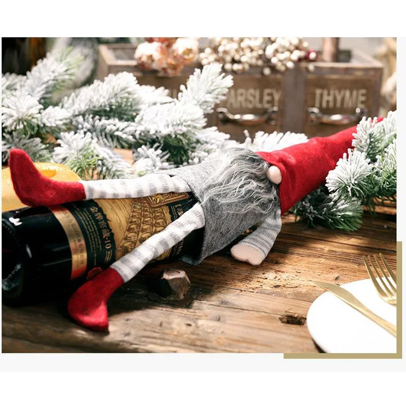 4pcsChristmas полосатая шляпа бутылка набор гель-лаков Милая сидя, визуально удлиняющие ноги эльф фестиваль год ужин рождественские украшения HomeDWJ116
