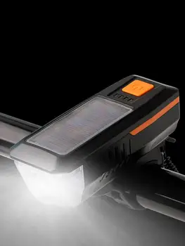 

Bicycle Headlight Waterproof Rechargeable Solar USB Light with Horn 3 Lighting Modes Floodlight for Rain Fog Conditions