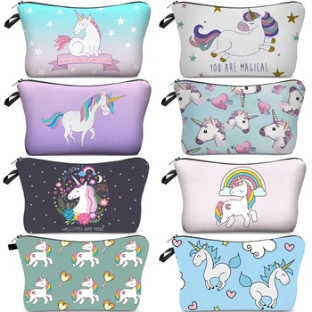 

Cartoon Unicorn Cosmetic Storage Bag Women Makeup Cute Purse Handbags Waterproof Save Mask Lipstick Fabric Zipper Bag Organizer