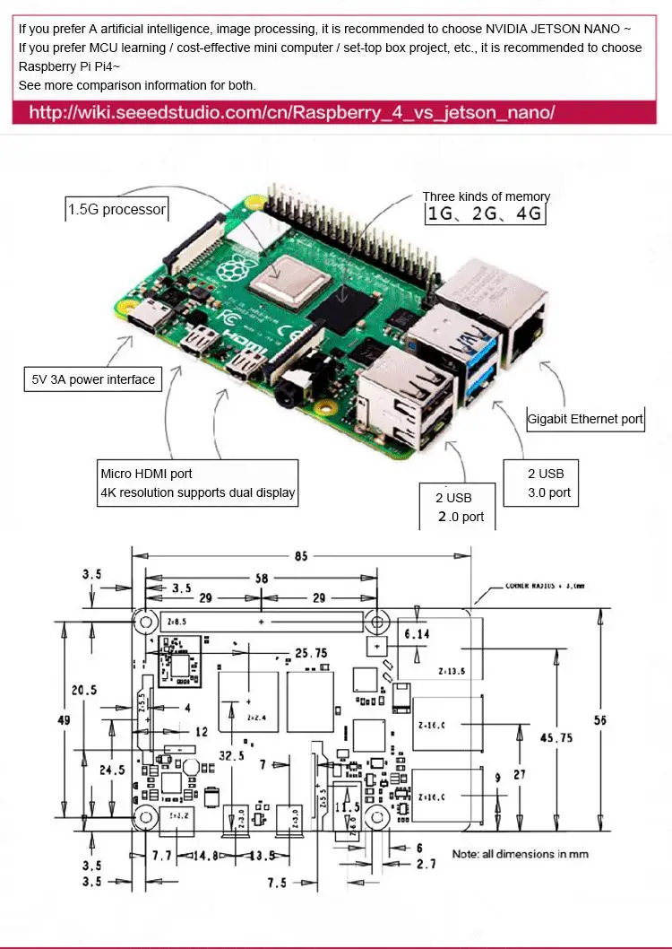 Raspberry Pi 4B макетная плата двухдиапазонный wifi Bluetooth 5,0 Raspberry Pi 4