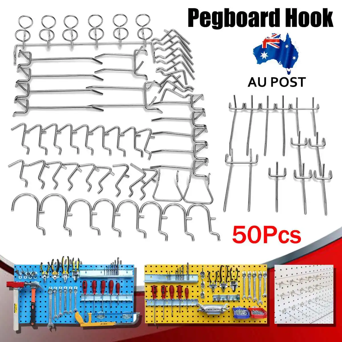 Beste 50X Winkels Pegboard Haken Assortiment Organiseren Hange Kit Markt Opslag Garage Opknoping Tool Opslag Haken Nieuwe Collectie