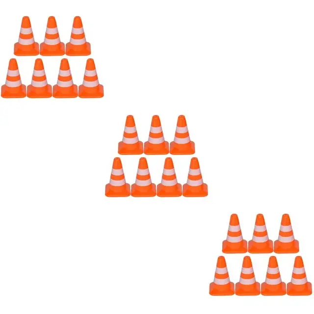 21pcs Fine Practical Safe Road Cones Mini Roadblocks Simulation Traffic Signs for Kids 4