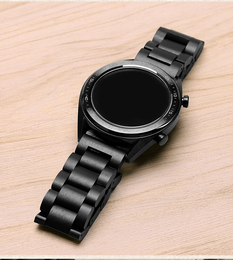 20мм 22мм Деревянный ремешок для часов для Huawei Watch GT / Galaxy Watch 46 / 42мм сменный ремень пряжка из нержавеющей стали аксессуары для браслетов