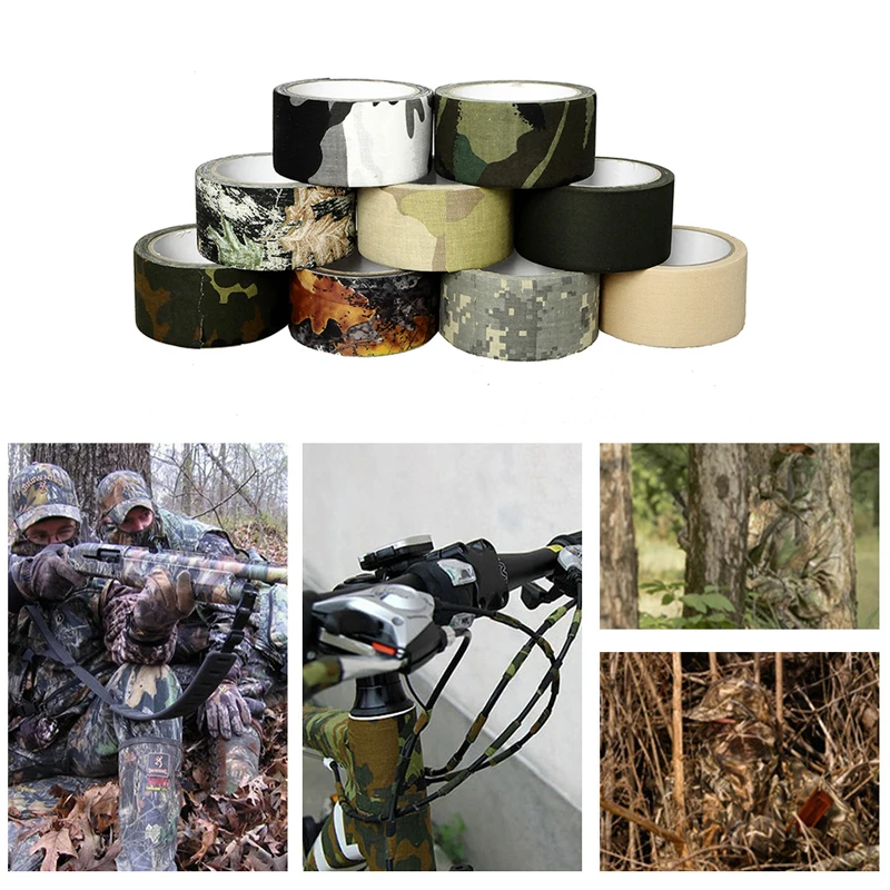 10m Camping Camouflage Tape Waterproof Gun Hunting Accessories Cotton Cloth+Hot-melt Outdoor Birds Watching Photographers