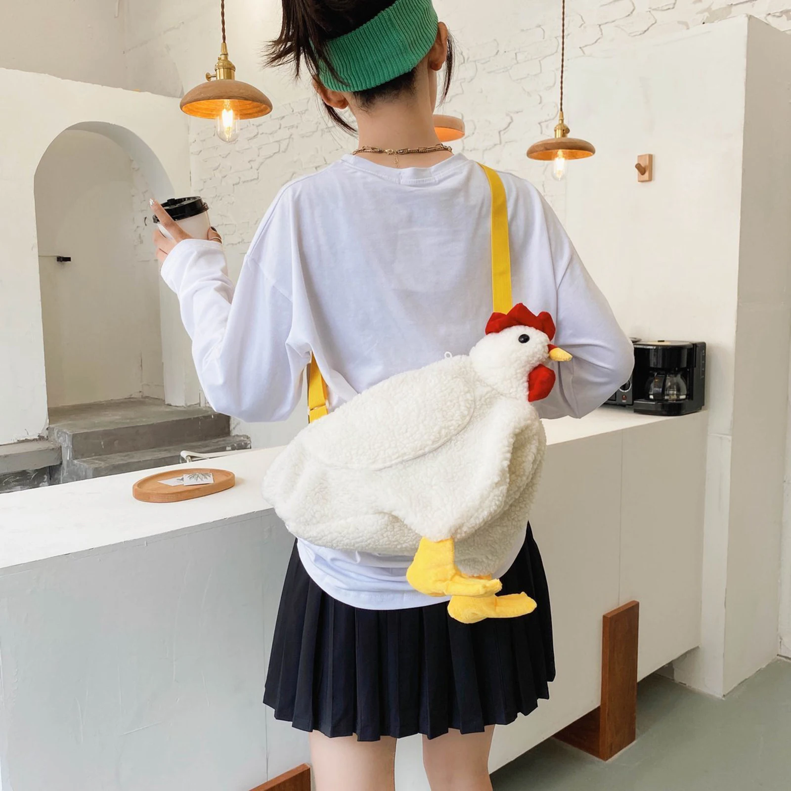 Women's Cute Plush Cross-body Bag Shoulder Bag Tote Cartoon  Rooster Purse Handbags
