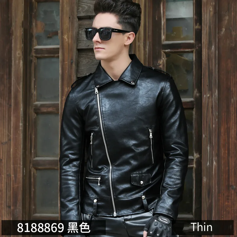 Men's New Spring and Summer Slim Short Leather Jacket