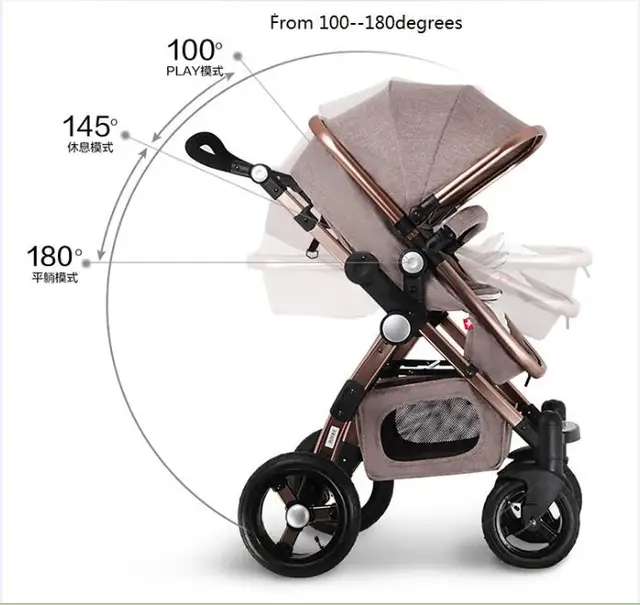 Baby Stroller Higher Land-scape Pram 3 in 1 Portable 6