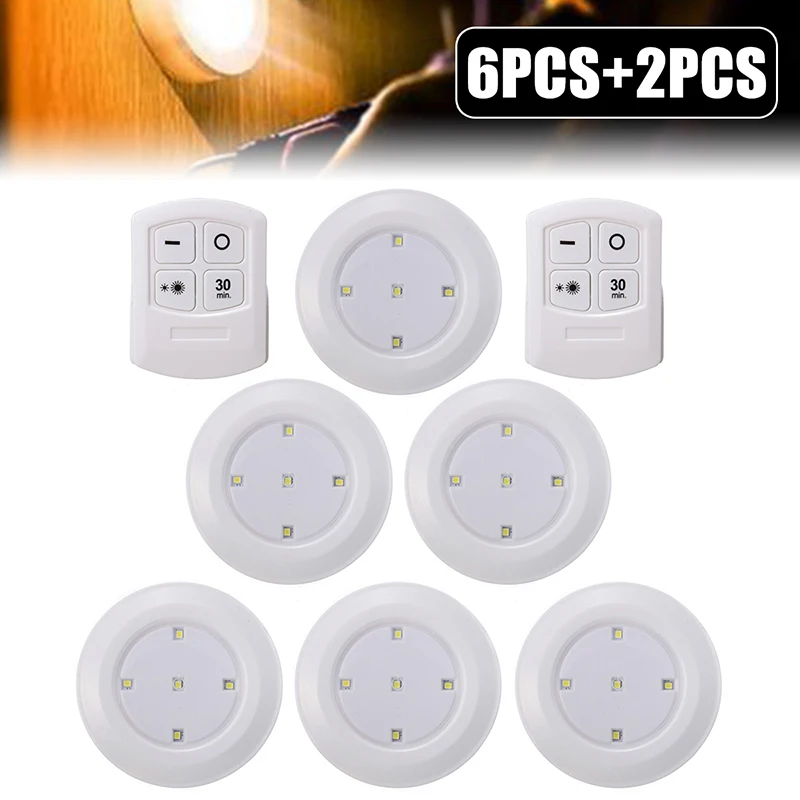 

6pcs LED Lights Under Cabinet Kitchen Wireless Remote Control Battery Operated Night Lights 3 Kinds Brightness Led Light
