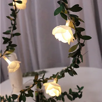 

Battery Powered Ivy LED String Light Hanging Rose Green Leaf Fairy Lights For Indoor Bedroom Christmas Party Garden Home Decor