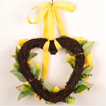 

1 X Artificial Wreath Hanging Sunflower Wreath Garland Pendant Home Wedding Door Decor For Festive Party Supplies