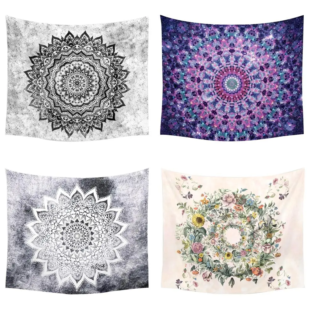 

Geometric Flower Printed Beach Blanket Towel Hanging Tapestry Wall Room Decor