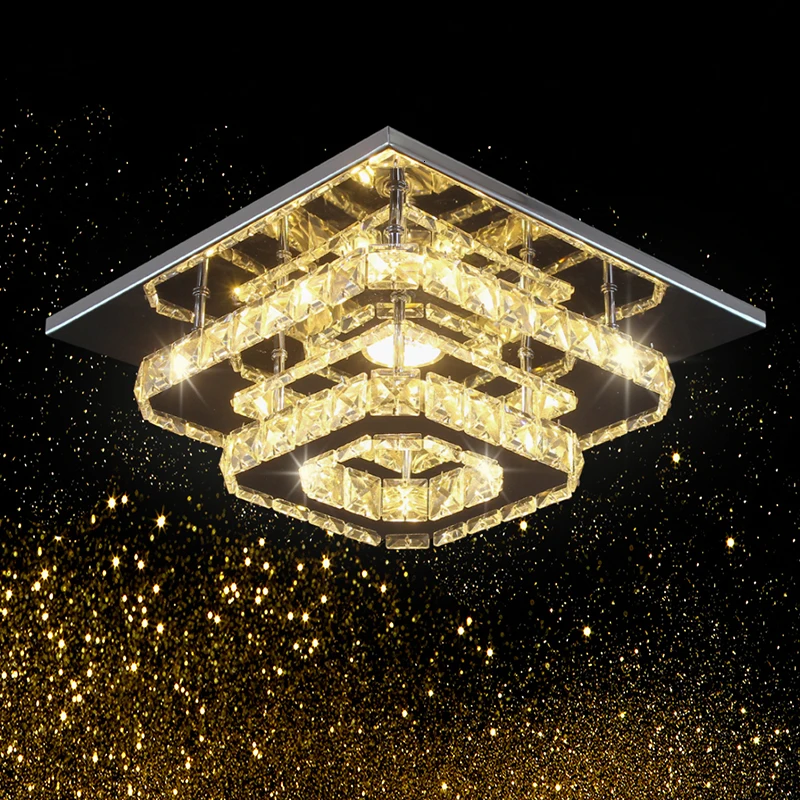 

Material K9 Stainless Steel Luxury Plating Crystal Light Double Square Decorative Ceiling Fan With Lamps Bedroom Light Fixture