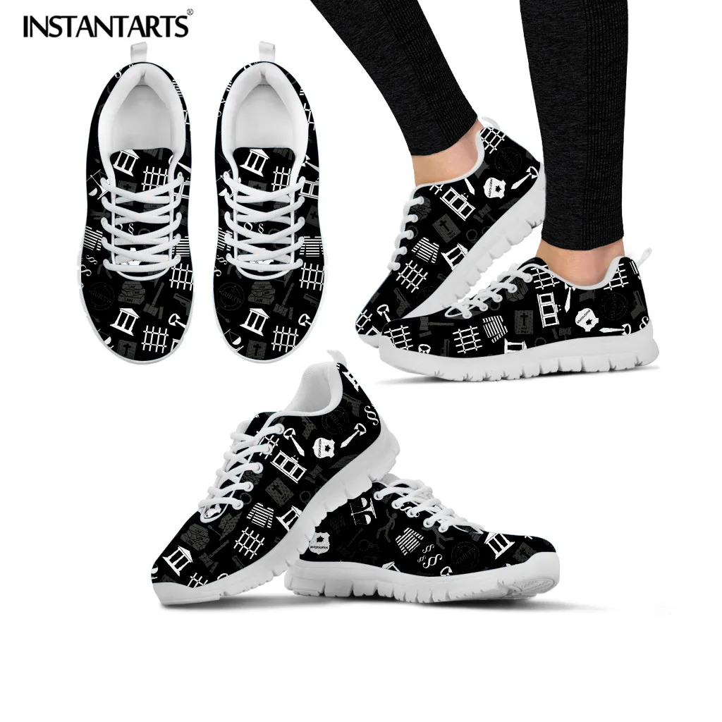 

INSTANTARTS Spring Women Breathable Mesh Shoes Justice and law gray Sneakers for Female 3D Printed Flats Zapatillas Mujer Girls