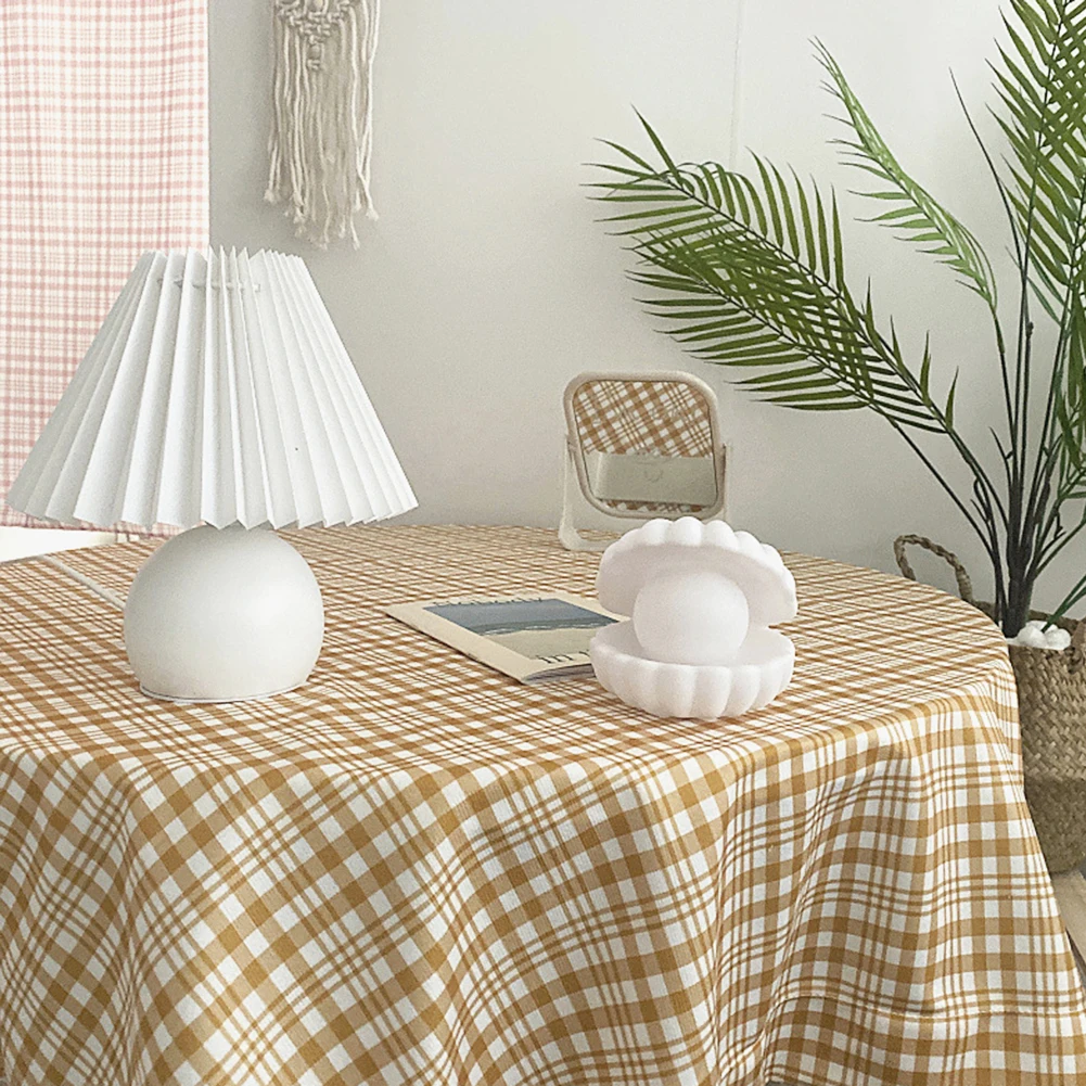 Foldable Plaid Pattern Dining Table Cover Tablecloth Party Holiday Decoration Plaid Pattern Reusable Durable Table Decor